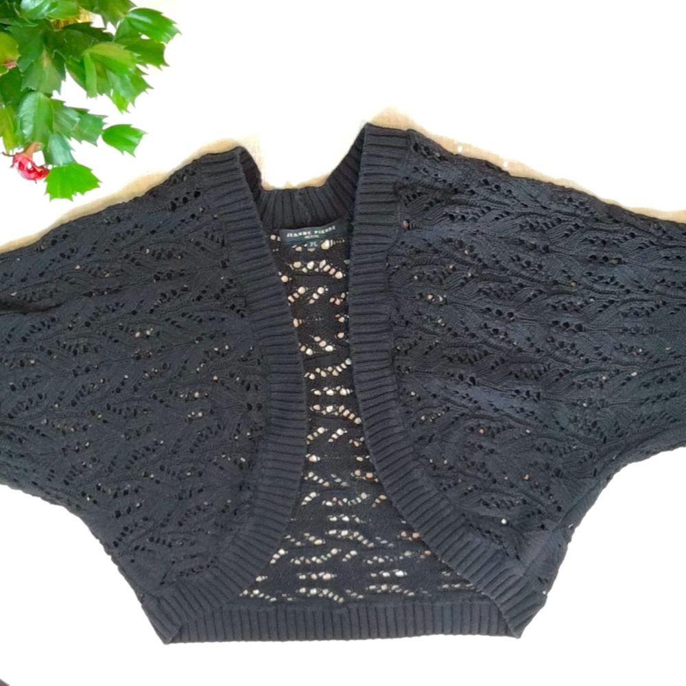 Jeanne Pierre Petit Black Cotton Shrug size PL